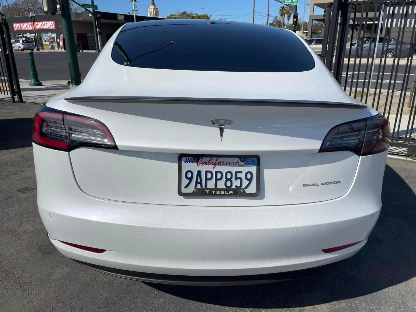 2021 WHITE /BLACK Tesla Model 3 Long Range (5YJ3E1EB8MF) with an ELECTRIC engine, 1A transmission, located at 744 E Miner Ave, Stockton, CA, 95202, (209) 944-5770, 37.956863, -121.282082 - PLUS TAXES AND FEES- Photo#9